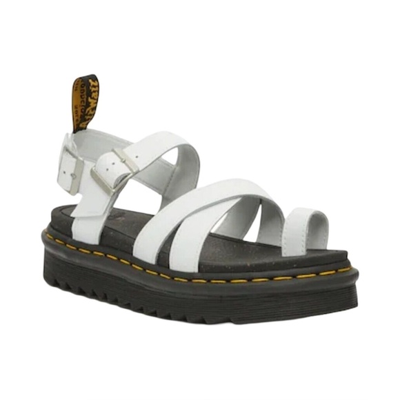 Dr. Martens White Avry Hydro Leather Platform Sandals | Size 10 - Picture 1 of 16